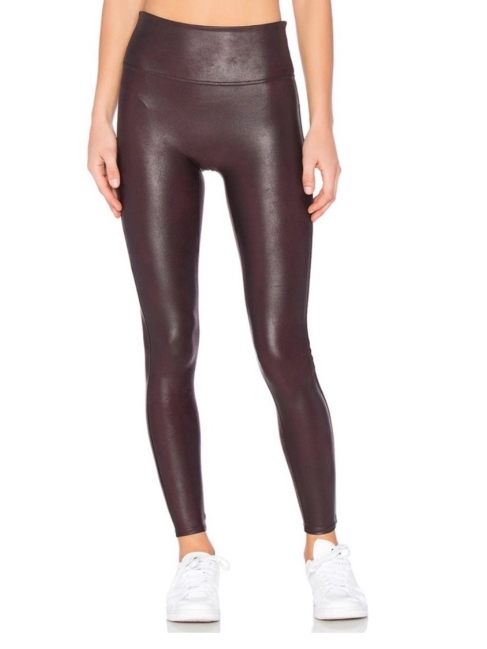 NWT SPANX- Faux Leather Leggings Wine Size S